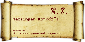 Maczinger Kornél névjegykártya
